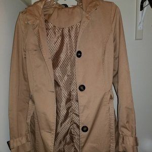 H&M Tan Hooded Trench Coat Size 34